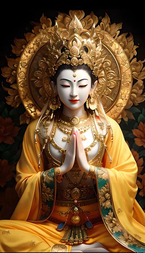 Female Buddha, Buddhist Architecture, Buddha Artwork, Durga Painting, Quan Yin, Buddha Zen, Chinese Quotes, Kuan Yin, Buddha Painting