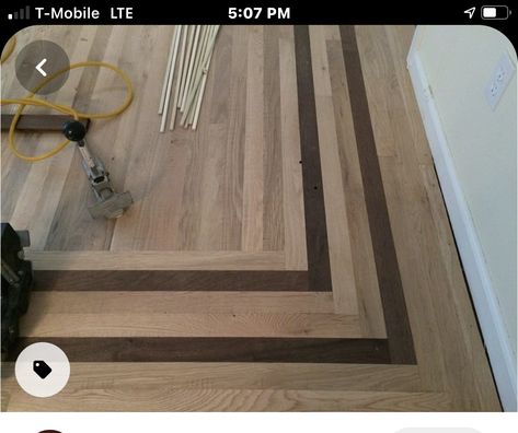 Art Deco Hardwood Floors, Blending Two Different Wood Floors, Hardwood Floor Border Design, Two Tone Hardwood Flooring, Hardwood Floor Border, Wood Floor Border Ideas, Wood Floor With Border, Hardwood Floor Layout Pattern, Hardwood Floor Inlay