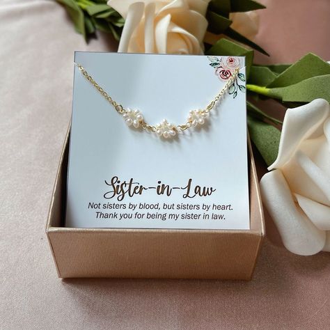 "Sister-in-Law Gift Sister in Law Necklace Gift Sister in law birthday gift, Wedding gift Future Sister In Law, Bonus Sister  * The Message Gift card could be personalized with your custom quote. Submit your custom message in \"personalization box\".  Show your appreciation for your friend and family with this delicate piece. Perfect gift for wedding bridesmaids, girls, mom, birthday gift, Christmas gift, wife, daughter, friend, girlfriend, grandma, aunt, cousin, or coworker.  * Sample card messages (you can refer to the last listing picture),    Custom a New Message card is for free. * The jewelry comes gift-wrapped with ribbon bow. you can choose your favorate color. *  How to order 1. Choose your item details (Style & color) from drop-down menu. 2. Enter your request about message on ca Sister Gifts Wedding, Sister In Law Wedding Gift From Bride, Wedding Gift For Sister In Law, Future Sister In Law Gift, New Sister In Law Gift, Sister In Law Gift Ideas Wedding, Christmas Gifts For Sister In Law, Sister In Law Wedding Gift, Sister In Law Birthday Gift