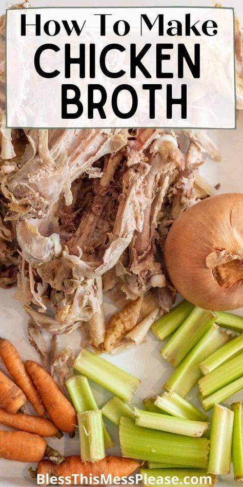 A simple guide on how to make chicken or turkey broth from leftover roasted chicken in the instant pot, slow cooker, or the stove top to make nourishing bone broth at home. #chickenbroth #turkeybroth #bonebroth #recipe Making Chicken Broth From Bones, Chicken Stock Recipe From Bones, Chicken Bone Soup, Leftover Roasted Chicken, Chicken Bone Broth Recipe, Chicken In The Instant Pot, Homemade Chicken Broth, Make Chicken Broth, Chicken Broth Recipes