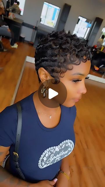 Pixie Waves, Short Pixie Cut Black Women, Curled Pixie Cut, Curled Pixie, Finger Waves Short Hair, Finger Waves, Pin Curls, Short Pixie Cut, Short Pixie