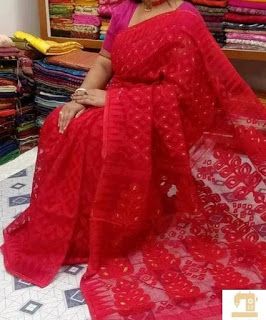 The Beauty Of Women, Dhakai Jamdani Saree, Wedding Sarees, Jamdani Saree, Casual Saree, Saree Models, Red Saree, Latest Sarees, Readymade Blouse