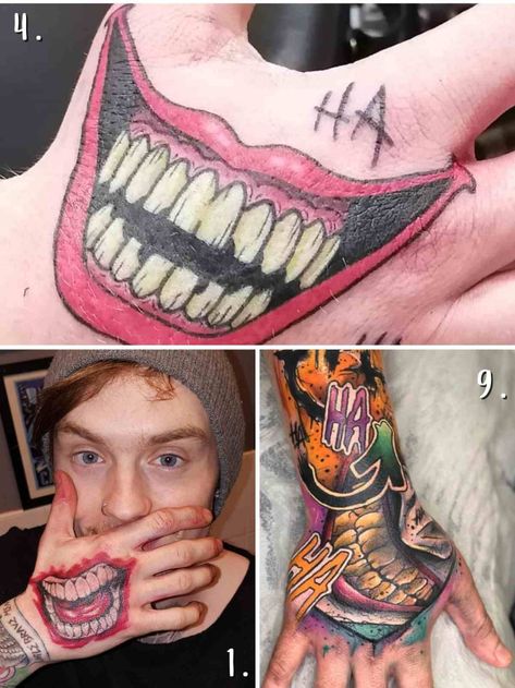 Get Your Joker Smile Hand Tattoo Real vs Fake Edition - TattooGlee Joker Tattoo On Hand, Joker Hand Tattoo Smile, Joker Smile Hand Tattoo, Tattoo Real, Joker Smile, Smile Tattoo, Smile Drawing, Creepy Smile, Joker Tattoo