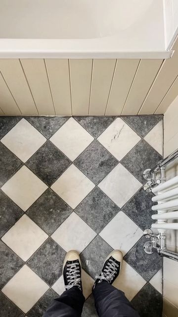 Toby Perryman-Payne on Instagram: "GUYS!! I’m so happy. The new bathroom is DONE (basically), and I just couldn’t wait to share the floor with you! The tiles are marble from @ca_pietra_ which are so so beautiful. They are just SO luxurious and make my heart sing. Will bring a full before & after very very soon! *PR product - Kendal & Long Island Marble tiles @ca_pietra_" Ca’pietra Tiles, Ca Pietra Tiles, Ca'pietra Tiles, White Traditional Bathrooms, White Marble Tile Bathroom, Marble Tile Bathroom, Black Floor Tiles, Downstairs Loo, White Marble Tiles