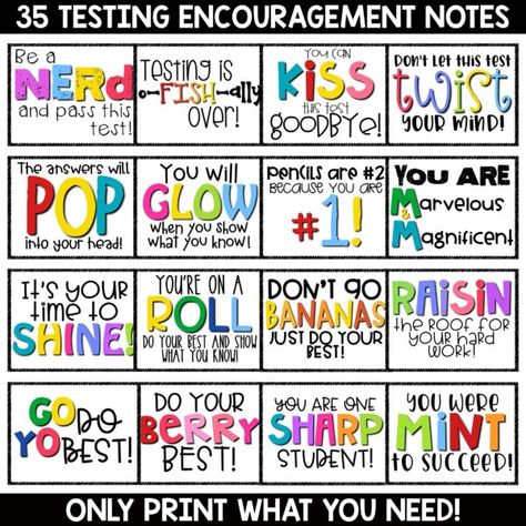 Testing Encouragement Posters, Testing Motivational Posters, Encouraging Notes For Students, State Testing Motivation, Testing Treats For Students, State Testing Encouragement, Motivational Desk, Testing Treats, Encouragement Posters