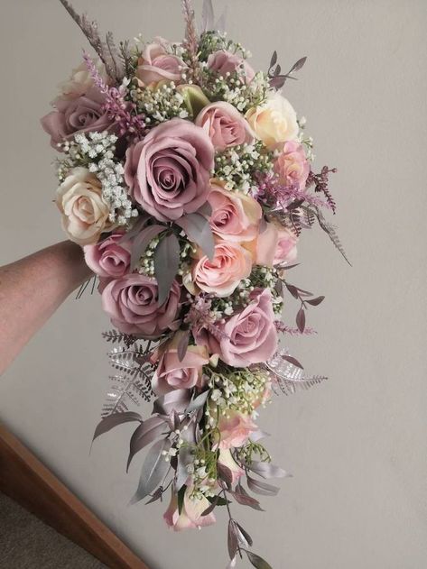 Bridal Shower Bouquet, Summer Ceremony, Shower Bouquet, Teardrop Bouquet, Cascading Bridal Bouquets, Cascading Wedding Bouquets, Wedding Bouquets Bride, Bridal Bouquet Flowers, Dusty Rose Wedding