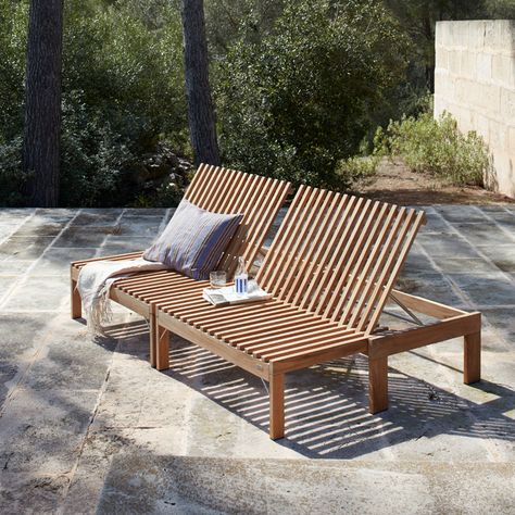 Riviera Lounge showcases the qualities of FSC-certified solid teak through a sophisticated slatted design. Left untreated, the surface will patinate over time and eventually turn a beautiful silvery grey. Optional cushion available in solid or striped colorways.

#interiordesign #architecture  #contemporary #luxuryfurniture #highendfurniture #iotw #luxuryfurnishings #MCM #mcmfurniture  #madeindenmark #outdoorfurniture #contemporaryoutdoor #fritzhansen #skagerak #outdoorloungechair #sunbed Chair And Table, Outdoor Table Lamps, The Lounge, Furniture Trends, Fritz Hansen, Lounge Seating, A Chair, Outdoor Design, Outdoor Lounge