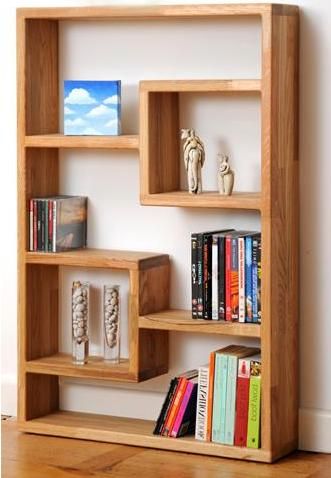 Basic Wood Shelves from 2x10 boards. Interesting Shelving Ideas, Unique Book Shelves, Interesting Shelving, Book Shelf Design, Geometric Bookshelf, Unique Bookshelf, Bookshelf Decoration, Diy Bookshelf, Bookshelf Ideas