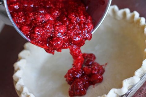 Red Raspberry Pie, Raspberry Pie Recipe, Raspberry Pie Filling, Butter Pastry, Berry Sauce, Raspberry Pie, Tart Filling, Blueberry Cobbler, Red Raspberry