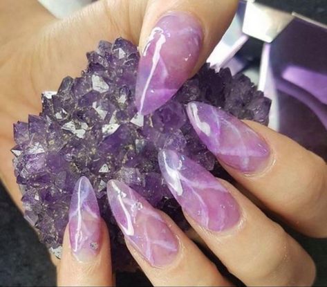 Amythest Nails, Marble Manicure, Marble Nail Design, Fairy Nails, Modern Cinderella, Lilac Top, Angel Card, Lilac Nails, Marble Nail Designs