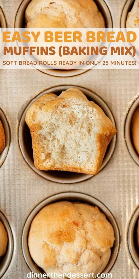 Beer Bread Biscuits, Bisquick Dinner Rolls, Beer Muffins Recipe, Beer Biscuits Bisquick, Beer Biscuits Easy, Beer Buns Recipe, Biscuit Muffin Bread, Bisquick Beer Bread Recipe, Bisquick Rolls Easy