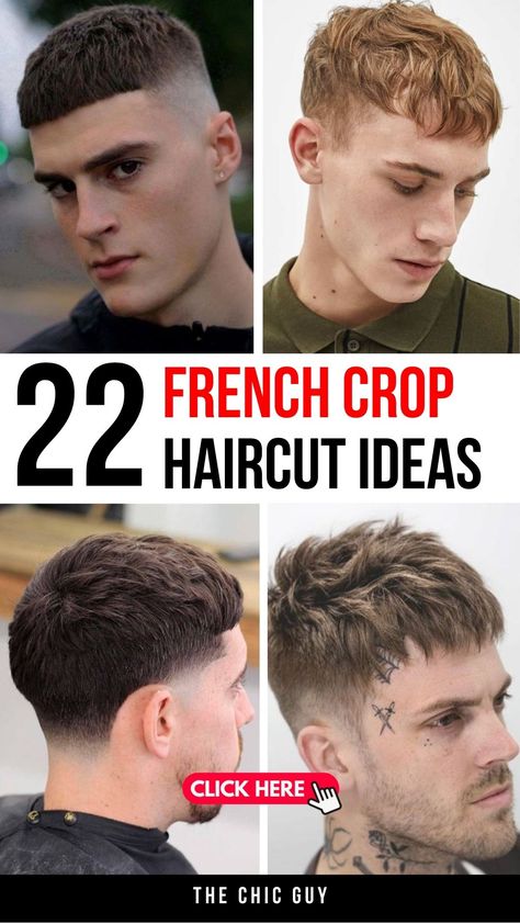 Top 22 French Crop Haircut Ideas for Men in 2024 Crop Style Haircut Men, Textured Crop Men, Short French Crop Hair Men, Mens French Crop Hair, French Crop Top Haircut Men, Crop Top Haircut Men, Textured French Crop Hair Men, Short French Crop, Texture Crop Haircut Men