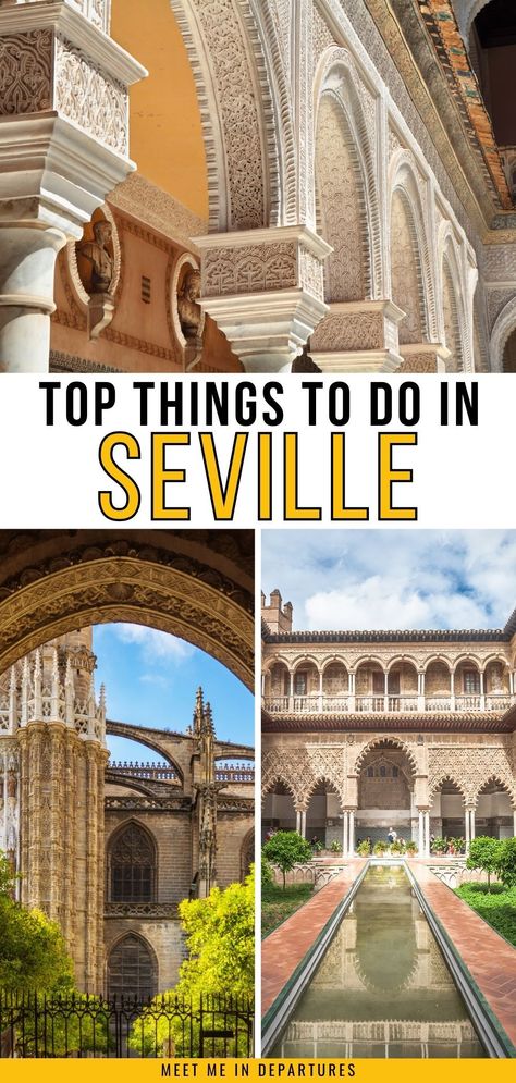 Need the perfect Seville itinerary? Discover the top 35+ things to do in this stunning Spanish city, from iconic landmarks to hidden local favorites.  best things to see in seville | seville bucket list challenge | seville spain bucket list | top things to see in seville | things to do seville spain | best things to do in seville | seville highlights | seville must see | must sees in seville | must do in seville | seville landmarks | seville itinerary | seville to do list seville city guide Seville Spain Itinerary, Seville Itinerary, Bucket List Challenge, Seville Spain Travel, Spain Spring, Spain Bucket List, Alcazar Seville, Spanish City, Spain Itinerary