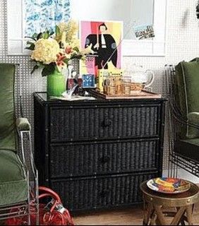 Black Wicker Dresser | Wicker Paradise's Blog of Wicker - by Wicker Paradise Wicker Furniture Makeover, Clear Dining Chairs, Wicker Furniture Cushions, Eclectic Living Room Design, White Wicker Furniture, Wicker Dresser, Black Wicker, Sunroom Furniture, Wicker Chest