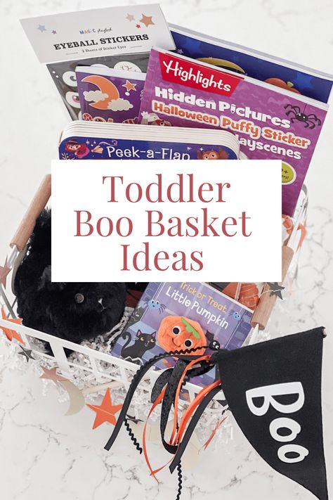 Boo Basket For One Year Old, Boo Baskets For Toddlers, Boo Basket For Toddler Girl, Toddler Boo Basket Ideas, Toddler Spooky Basket, Kids Boo Basket, Toddler Boo Basket, Boo Baskets For Kids, Halloween Baskets For Kids