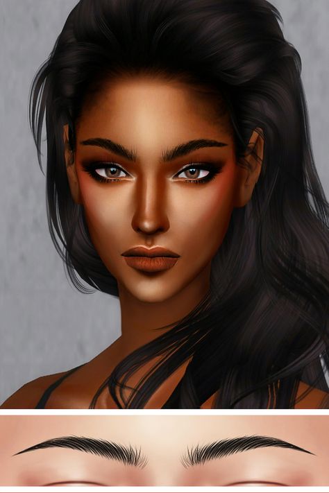 Upward Eyebrows, Cc Eyebrows, Korean Eyebrows, Wallpaper Swatches, Straight Eyebrows, Dark Eyebrows, Arched Eyebrows, Eyebrow Growth, Sims 4 Cc Makeup