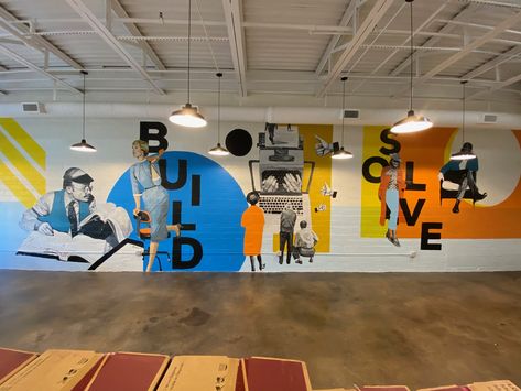 Elevation Mural Design, Sport Mural Ideas, Environmental Mural, Corporate Wall Mural, Sports Mural Street Art, Office Mural, Office Artwork, Custom Murals, Police Station