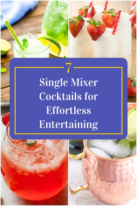 Collage of 4 single mixer cocktails. Cocktail Mixers Recipes, Premade Cocktails, Casino Birthday Party, Casino Birthday, Popular Drinks, Cocktail Mixers, Drink Mixer, How To Make Drinks, Perfect Cocktails