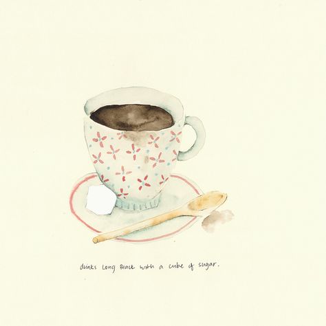 Coffee, like it black by The Lily X, via Flickr Tea Illustration, Cuppa Tea, Tea Art, My Cup Of Tea, Coffee Art, Food Illustrations, Painting Illustration, Cute Illustration, Illustrations Posters