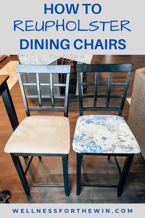 Dining Room Chairs Diy, Reupholster Chair Diy, Reupholster Dining Room Chairs, Upholstered Chairs Diy, Refurbished Chairs, Chair Reupholstery, Dining Chairs Diy, Diy Furniture Upholstery, Reupholster Chair Dining