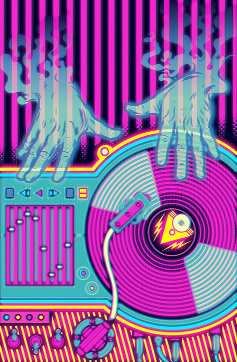 Electric Music, Art Disco, Dj Art, Retro Art Prints, Billboard Magazine, Electro Music, Behind The Curtain, Music Festival Poster, Music Poster Design