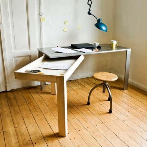 Home Office Desks For Small Spaces, Contemporary Home Office, Folding Furniture, Space Saving Furniture, Modern Desk, Desk Design, Home Office Design, Home Office Desks, Furniture For Small Spaces