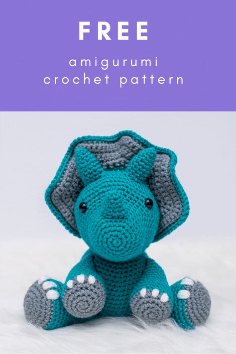 Crochet Amigurumi Acrylic Yarn, Crochet Trisaritops, Tanner The Triceratops Crochet Pattern, Worsted Weight Amigurumi, Crochet Dinosaur Pattern Free Chunky Yarn, Amigurumi No Sew Dinosaur Free Pattern, Free Crochet Patterns Acrylic Yarn, Acrylic Yarn Amigurumi, Free Crochet Dino Pattern