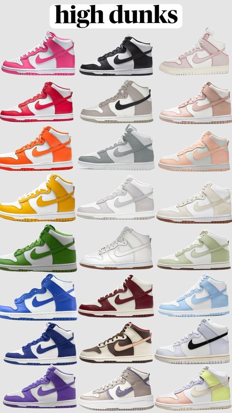 high nike dunks #nikedunks #nike #dunks #colors #high Nike Shoes Women Dunks High, Cute Outfits With Nike Dunks, Dunks Colors, High Nike Dunks, Nike High Dunks, Cose Aesthetic, Nike Dunks High, Dunks High