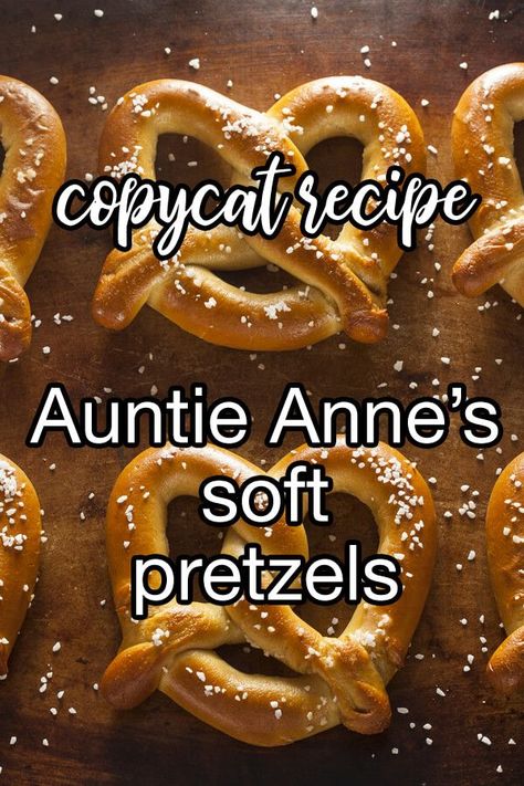 Copycat Auntie Anne's Soft Pretzels - Just like the pretzels you get at the mall, but even better since you can make them at home! | CDKitchen.com Annie Anns Pretzels, Auntie Annes Pretzel Recipe, Aunt Annies Pretzel Recipe, Soft Pretzels Recipe, Auntie Annes Pretzels, Auntie Anne, Pretzel Recipes, Pretzel Dough, Auntie Annes