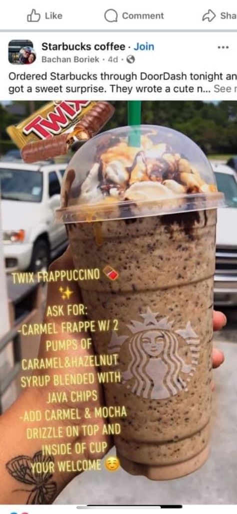 Twix Frappe, Carmel Frappe, Carmel Drizzle, Starbucks Secret, Caramel Mocha, Starbucks Drink, Starbucks Secret Menu, Caramel Syrup, Starbucks Recipes