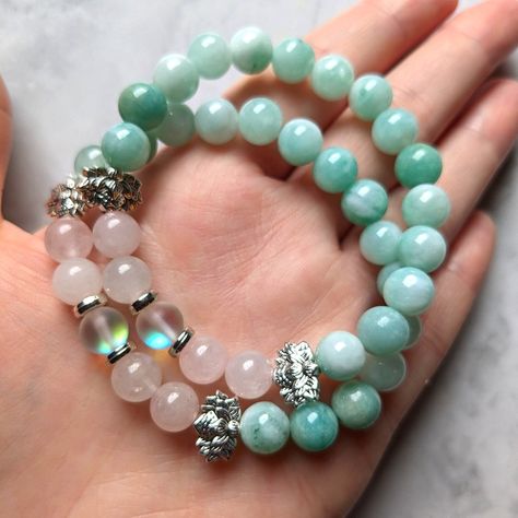 Stones: Amazonite, Rose Quartz, Opal 8mm Beads 20% Off Bundles!! Agate Beaded Bracelets, Amazonite Bracelet Ideas, Gemstone Bead Bracelet Ideas, Beaded Gemstone Bracelets, Festival Beaded Bracelets, Gemstone Bracelet Ideas, Stone Bracelet Ideas, Gemstone Bracelets Ideas, Gem Stone Bracelet