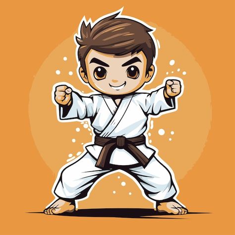 Karate boy cartoon Vector illustration of a karate boy Karate Illustration, Karate Boy, Bird Cartoon, Boy Cartoon, Karate, Graphic Resources, Vector Illustration