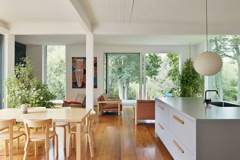 Photo 1 of 10 in A Rare Island Retreat Just Outside London Lists for £1.7M - Dwell Scandi Kitchen, Clad Home, White Wall Tiles, House On Stilts, Three Bedroom House, Concrete Steps, The Modern House, Passive House, Stilts