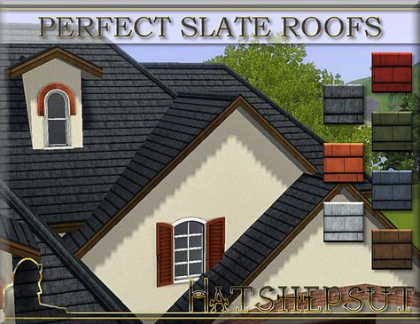 hatshepsut's Perfect Slates Sims 4 Cc Roof Patterns, Sims 4 Roof Cc, Sims 4 Roof, Roof Texture, Sims 3 Cc Finds, Wood Stairs, Slate Roof, Sims 4 Build, Sims Community