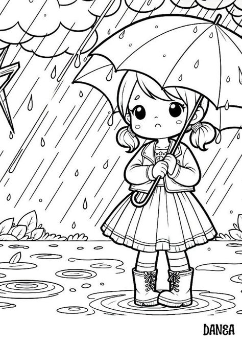 Rain And Thunderstorm Printable Coloring Page Kids Printable Coloring Pages, Beach Coloring Pages, Crayola Coloring Pages, Free Kids Coloring Pages, Summer Coloring, Summer Coloring Pages, Coloring Sheets For Kids, Cute Doodle Art, Cool Coloring Pages