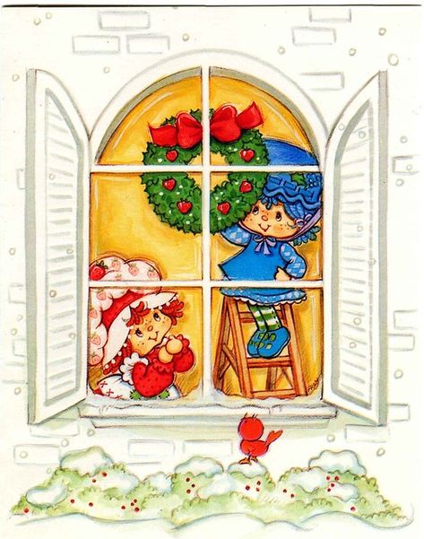 Christmas Strawberry, Strawberry Shortcake Cartoon, Strawberry Shortcake Characters, Vintage Christmas Greeting Cards, Strawberry Shortcake Doll, Vintage Strawberry Shortcake, 80s Cartoons, Rainbow Brite, Christmas Cartoons