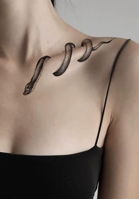 Snake Clavicle Tattoo, Dumbest Tattoos, Clavicle Tattoo, Waist Tattoos, E Tattoo, Collar Bone Tattoo, Subtle Tattoos, Sister Tattoos, Dream Tattoos