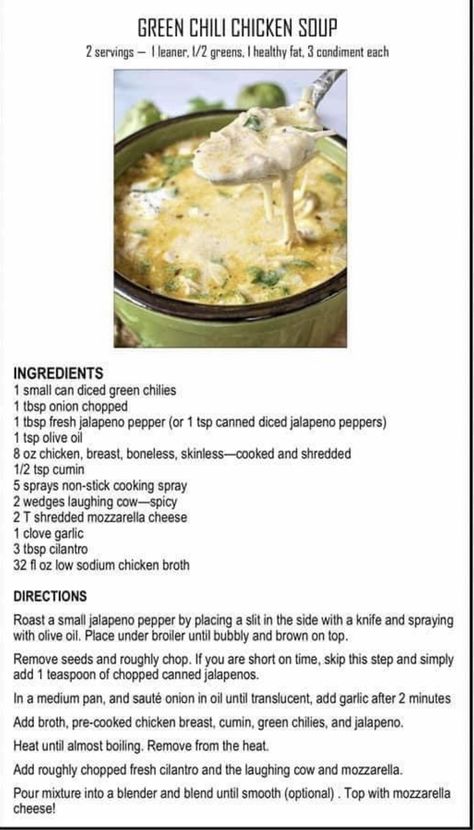 Optavia Irish Stew, Optivia Soup Recipes, Dietabetic Meals, Optavia Vegetarian, Optavia Soups, Optavia Chicken, Optivia Meals, Green Chicken Recipe, Green Chili Chicken Soup