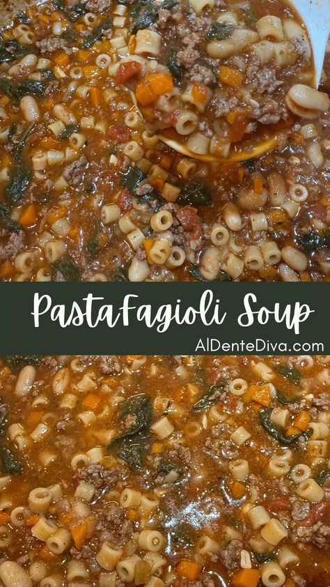 Beef Noodle Vegetable Soup, Ditalini Soup Recipes, Soup Recipes Pasta, Pasta Fagioli Soup Recipe, Pasta Fagioli Soup, Fagioli Soup, Sausage Tortellini, Pasta Fagioli, Chili Soup