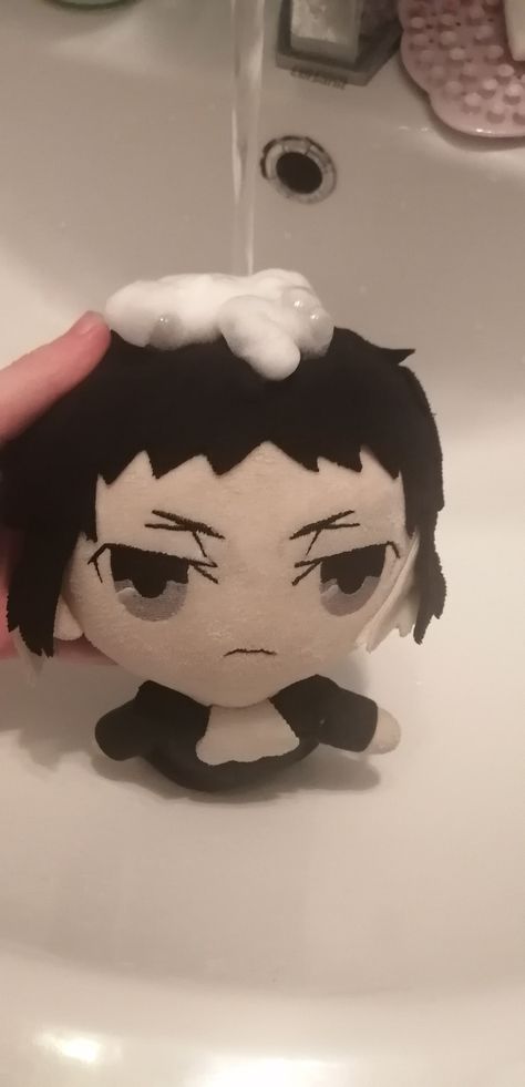 Akutagawa Nendoroid, Akutagawa Plushie, Akutagawa Plush, Goofy Plushies, Bsd Plushies, Ryuunosuke Akutagawa, Akutagawa Ryunosuke, Taking A Bath, Bongos