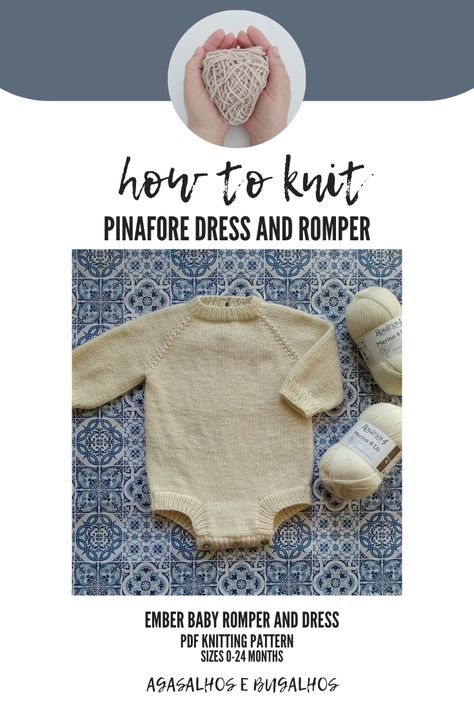 Baby Romper Knitting Pattern, Onesie Pattern, Romper Knitting Pattern, Knit Baby Romper, Learn How To Knit, How To Knit, Pdf Knitting Pattern, Large Sweaters, Knitted Romper