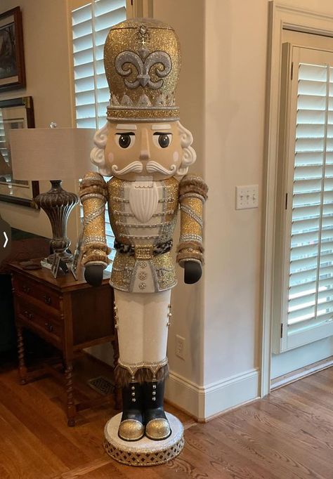 Walmart Nutcracker Tips, Tricks and Fans! | Finally finished Sir Otto Repaint Nutcracker, 75 Inch Nutcracker, Walmart Nutcracker Makeover, Walmart Nutcracker, Nutcracker Makeover, Nutcracker Christmas Decorations, Christmas Mantels, Nutcracker Christmas, Tips Tricks