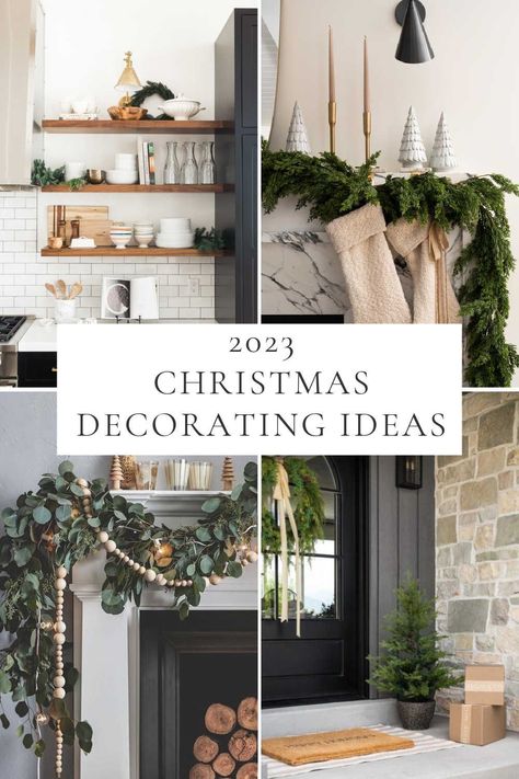 Beautiful neutral Christmas decorating ideas for 2023, with beautiful inspiration photos, neutral holiday home decor, holiday mantel decor, front porch decorations, Christmas mantle ideas, and more! Front Porch Decorations, Unique Tree Toppers, Porch Inspiration, Elegant Holiday Decor, Neutral Holiday Decor, Simple Holiday Decor, Decor Front Porch, Modern Holiday Decor, Classic Christmas Decorations