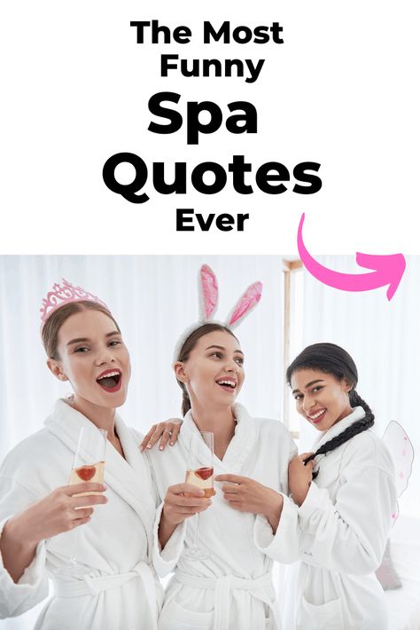 Get inspiration from these spa quotations and massage therapy quotes. You'll find relaxing quotes, pampering quotes, funny spa quotes, day spa quotes, relaxation quotes, sauna quotes, and beauty salon quotes. All available as Instagram and Pinterest images. Relaxing Quotes Spa, Funny Massage Quotes Humor, Spa Time Quotes, Spa Sayings Quotes, Spa Memes Humor, Funny Med Spa Quotes, Funny Relaxing Quotes, Pamper Me Quotes, Spa Day Instagram Post Ideas