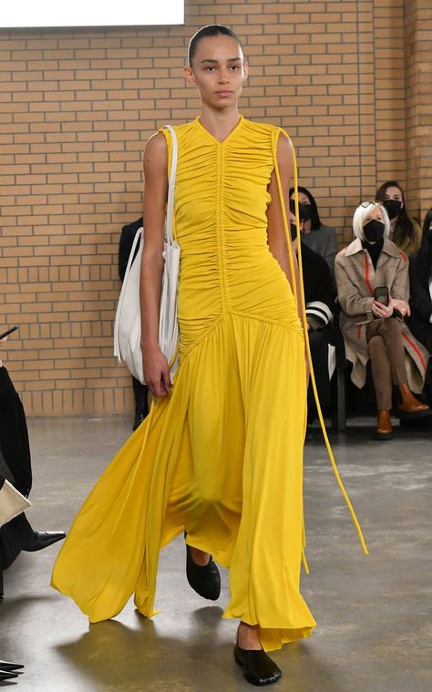 Soft Dresses, Bias Cut Skirt, Ny Fashion, Maxi Jersey Dress, Fall 2022, Mellow Yellow, Proenza Schouler, New York Fashion Week, New York Fashion