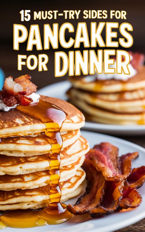 Elevate your pancake dinner with these delicious side dish ideas! 🥞🍴 #PancakeDinner #YummyEats Chicken And Pancakes Dinners, Pancake Supper Ideas, What To Eat With Pancakes, What To Serve With Pancakes, Pancake Dinner Ideas, Pancake Sides, Pancake Dinner, Side Dish Ideas, Breakfast Sides Dishes