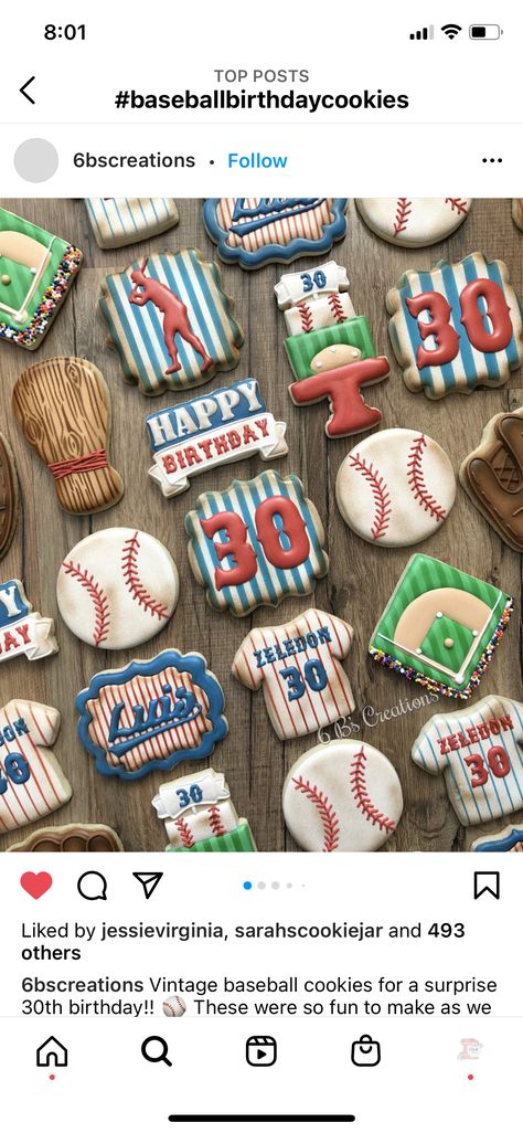 Vintage Baseball Cookies, Baseball Birthday Cookies, Baseball Cupcake Cakes, Happy Birthday Baseball, Baseball Treats, Baseball Cupcakes, Cutout Cookie, Sports Cookies, Baseball Cookies