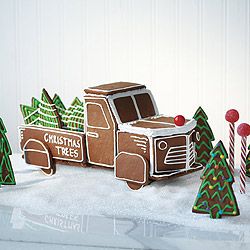 Gingerbread project: Vintage Gingerbread Truck and Trees - Canadian Living Gingerbread Truck, Vintage Gingerbread, Gingerbread Theme, Gingerbread House Parties, Gingerbread House Designs, All Things Gingerbread, Christmas Tree Lots, Gingerbread House Cookies, Gingerbread Party