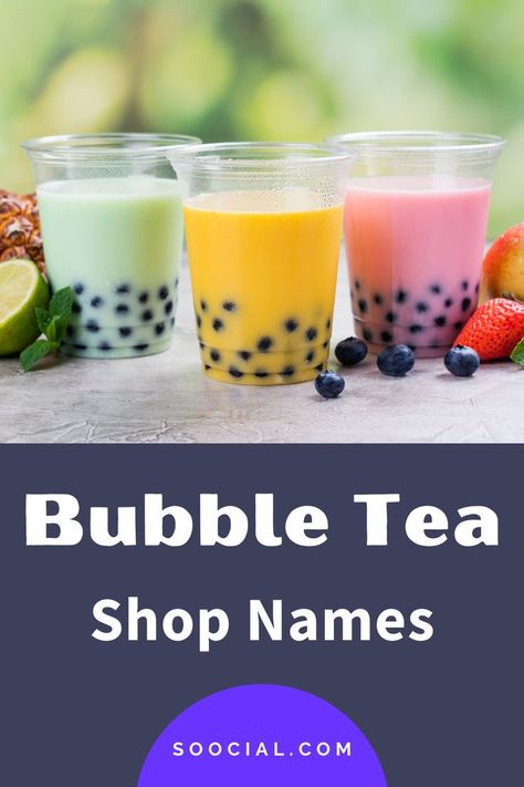 Bubble Tea Shop Name Ideas, Tea Names Ideas, Bubble Tea Business, Boba Business, Tea Names, New Business Names, Store Names Ideas, Shop Name Ideas, Gong Cha