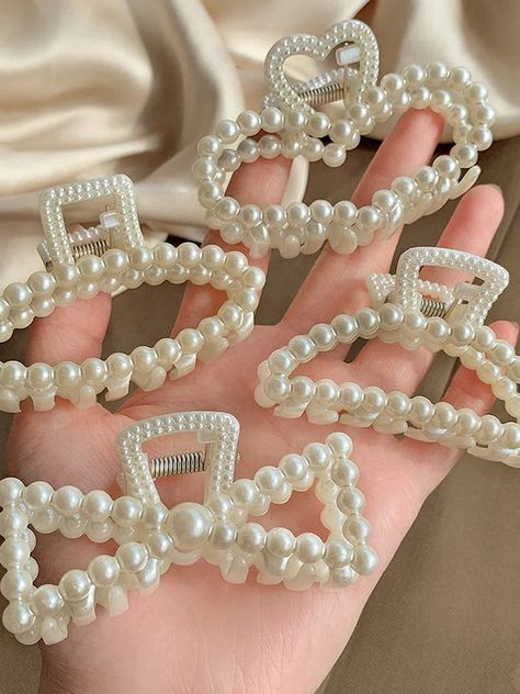 Alloy Headwear | ACC | Hats & Headwear | anniecloth Pearl Clips, Hair Accessories Pearl, Hair Clamps, Big Pearl, Heart Hair, Pearl Hair Clip, Hair Claws, Hair Decorations, Fashion Hair Accessories